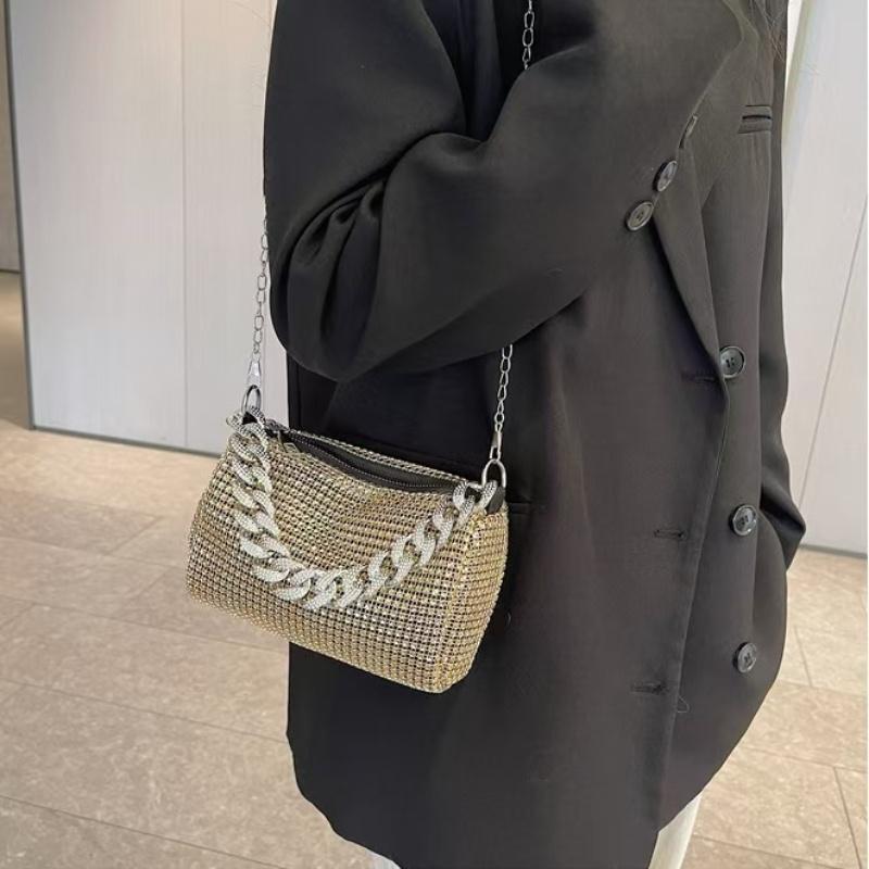 Sequin Evening Bag With Zipper, Suitable for going out to parties and weddings as a shiny clutch