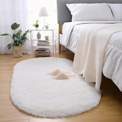 Flauschiger Plüschteppich Ellipse für Kinderzimmer Wohnzimmer Sofabereich Teppiche Balkon Weicher Seidiger Teppich Mädchenzimmer Heimdeko