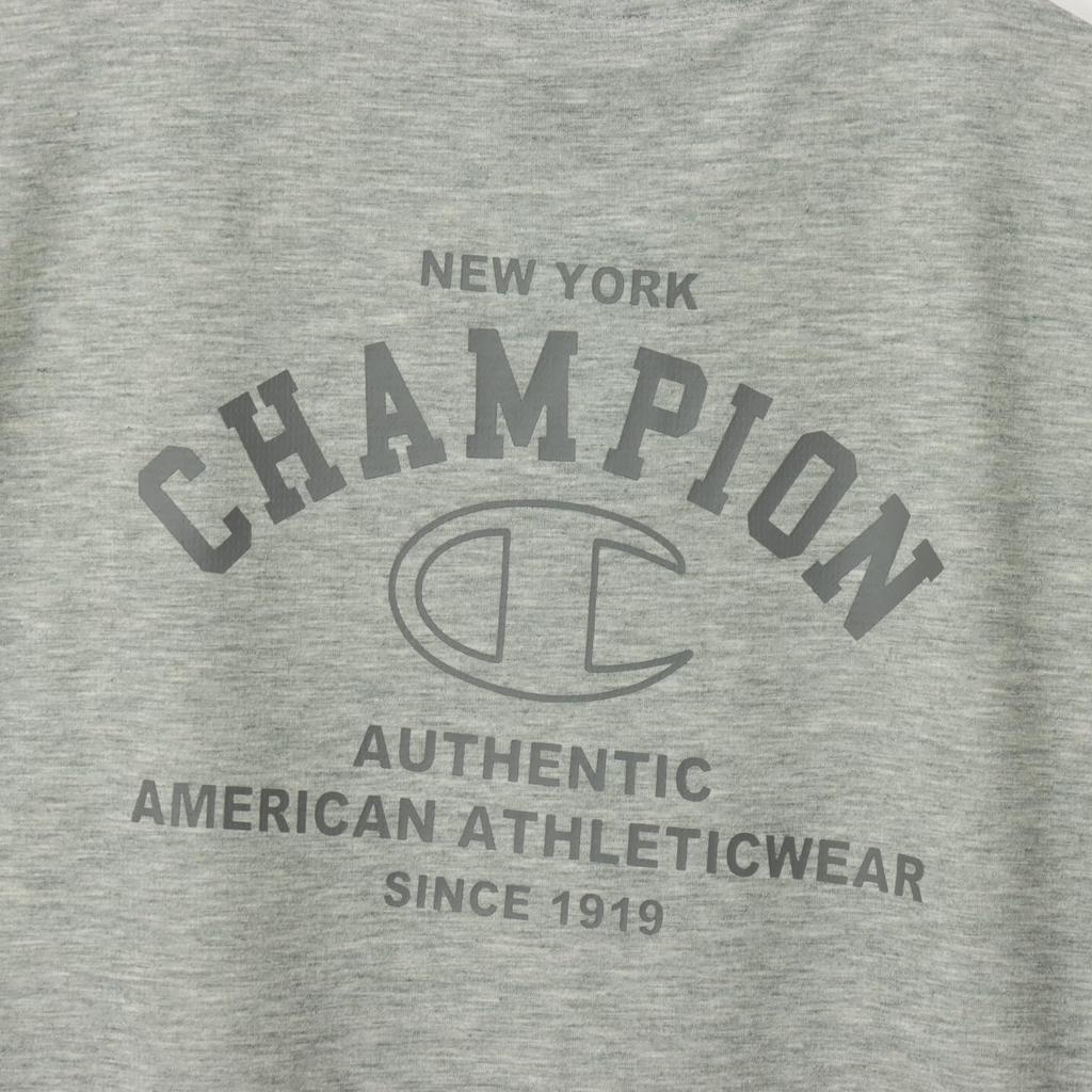 Champion Long Sleeve Round UV Graphic Logo Oxford Gray Women's T-Shirt, CW-AS405, Neck, Quick-Drying, Protection, Water-Repellent, Print,