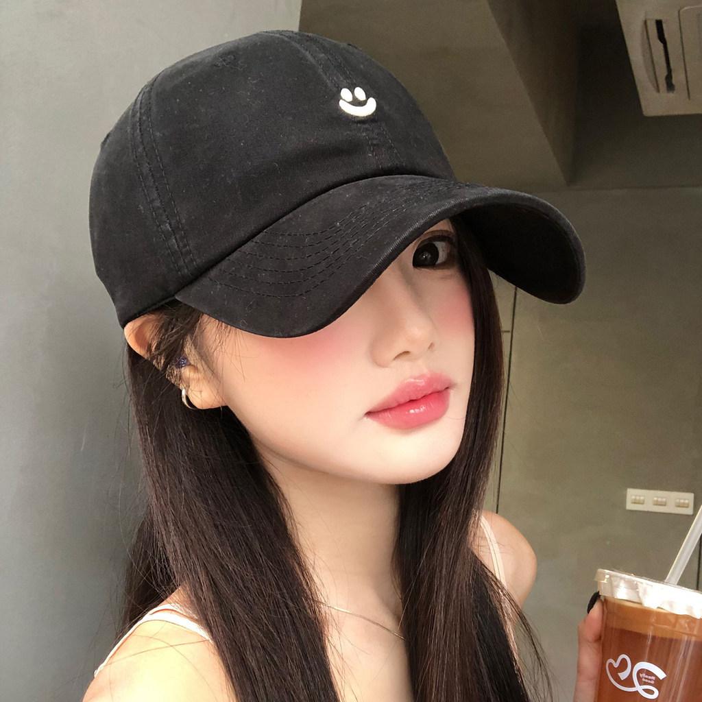 Cotton Baseball Cap With Embroidered Face Smile For Women And Men