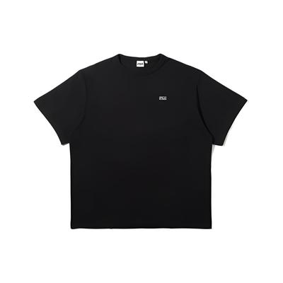 Knitted Solid Color Round Neck Pullover Letter Logo Short Sleeve T-Shirt Men T-Shirts Black FS2RSD2104X-BLK