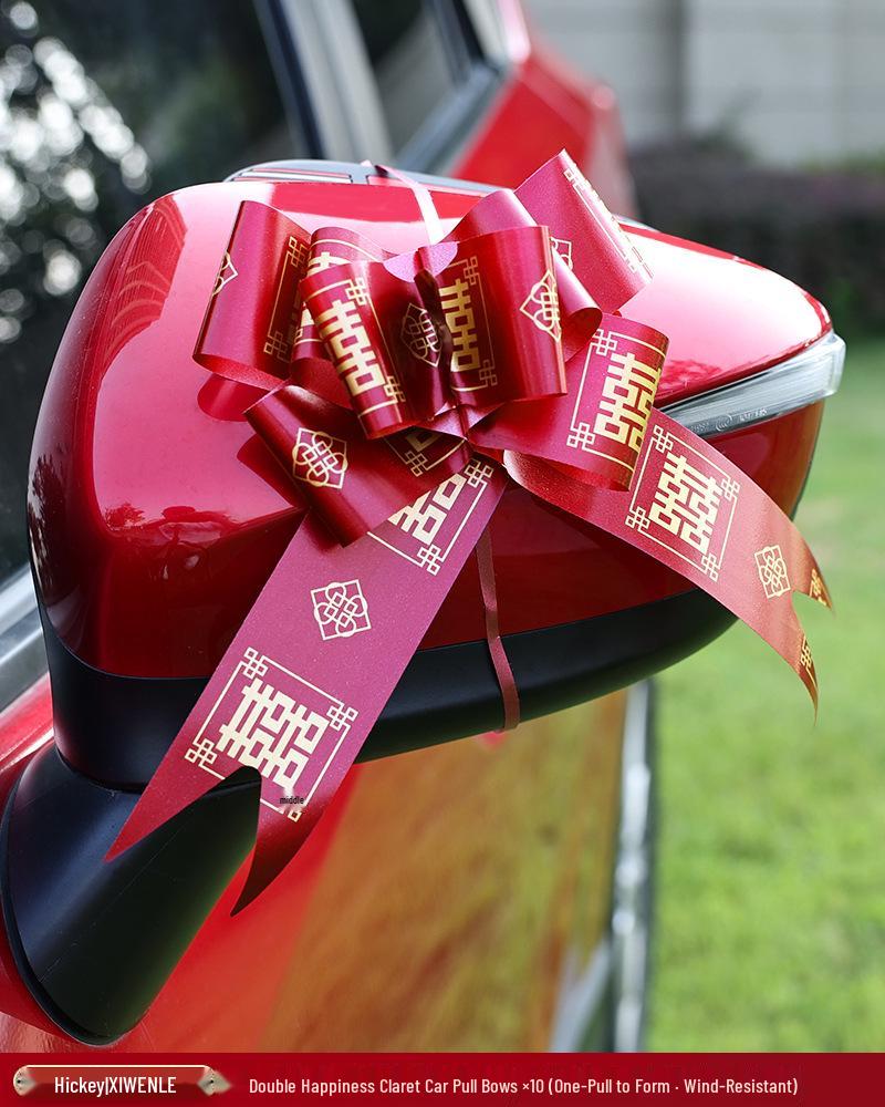 

Wedding Car Decoration Set: Pull Flower Ribbon & Side Car Flowers