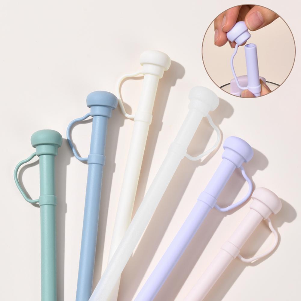 Silicone Long Reusable Straw with Straw Cover Drinking Straw Dustproof Soft Straw for Stanley 20/30/40oz Tumbler