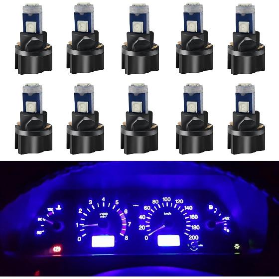 WLJH 10 Pack White Canbus T5 Led Bulb 2721 37 74 Wedge Lamp PC74 Twist Sockets Dash Dashboard Lights trument Panel Cluster Leds Car Replacement синий