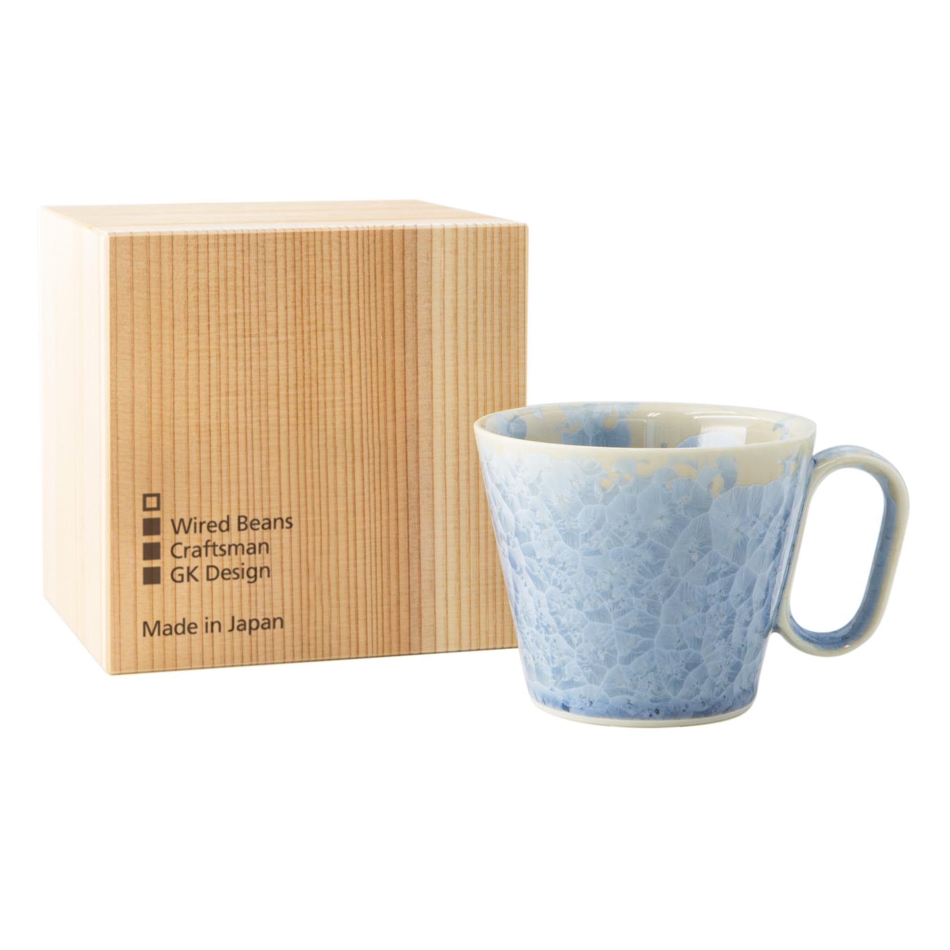 

Wired Beans Eternal Mug, Kyoto Ware Flower Crystal Design Coffee Cup, 240ml, in a Japanese Cedar Box (Silver Wisteria)