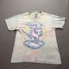 Women's T Shirt Large Dainty Tie Dye Unicorn Keeping It Real Lounge Blue Tee