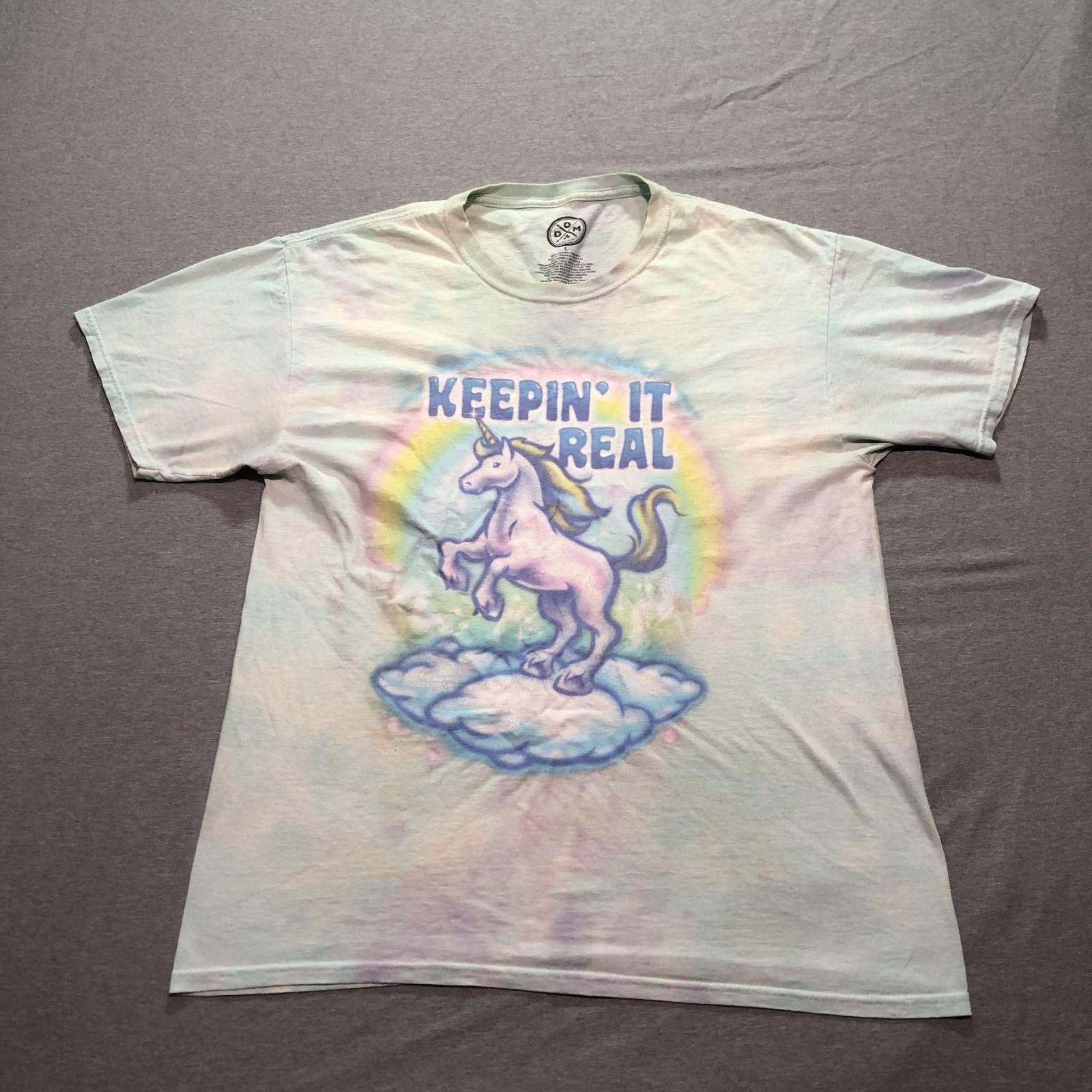 Women s T Shirt Large Dainty Tie Dye Unicorn Keeping It Real Lounge Blue Tee XXXXL