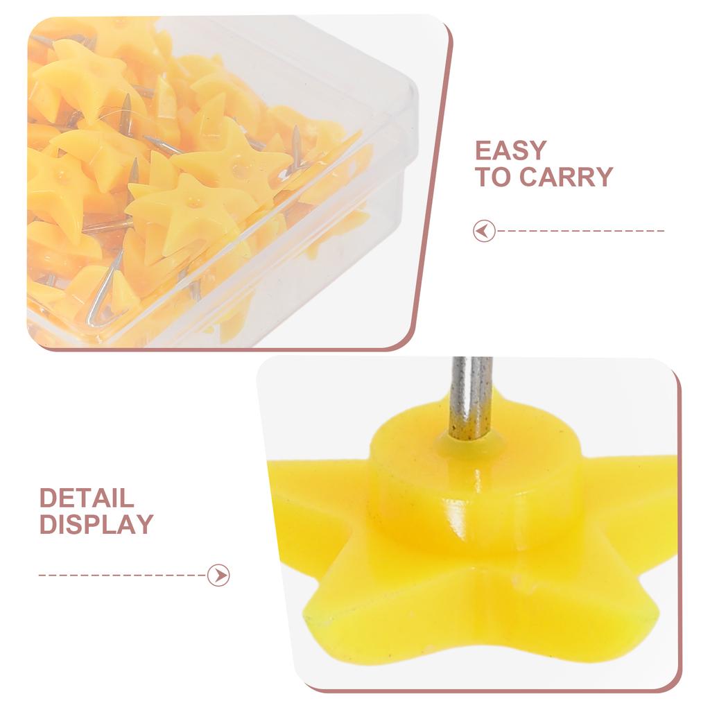 50Pcs Fun Star Head Pins Strong Hold Push Tacks for Wall Cork Board Poster Photo Hanging Office Supplies Classroom Decoration