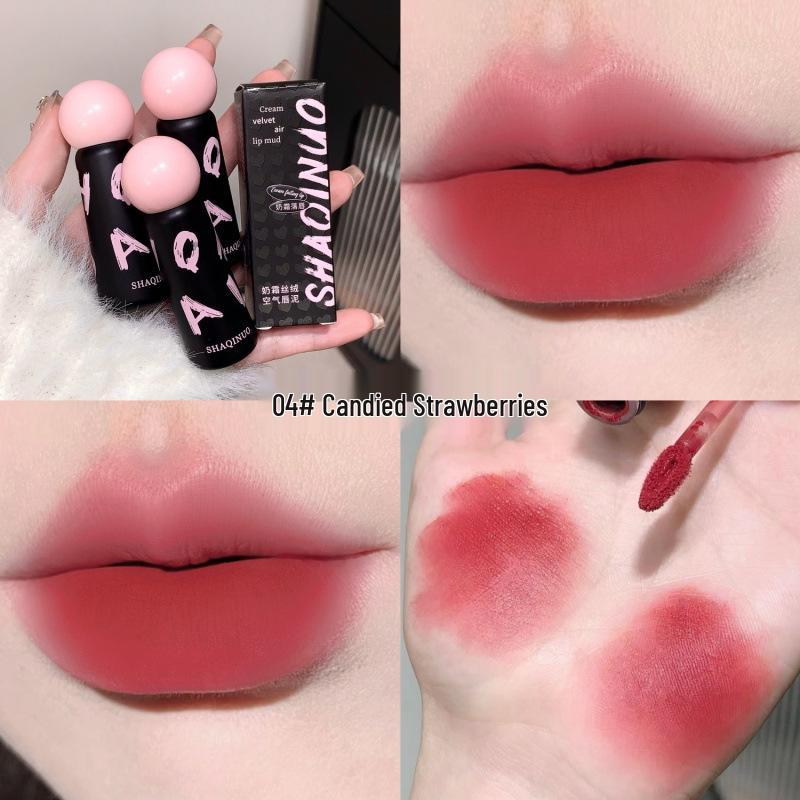 SHAQINUO Velvet Matte Nude Lipstick - Airy, Whitening Lip Gloss for a Natural Look