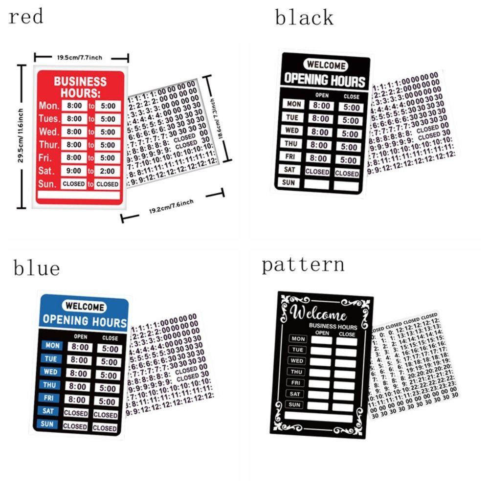 Self-Adhesive Business Hours Sticker Waterproof Open Close Time Sign  Glass Door Application