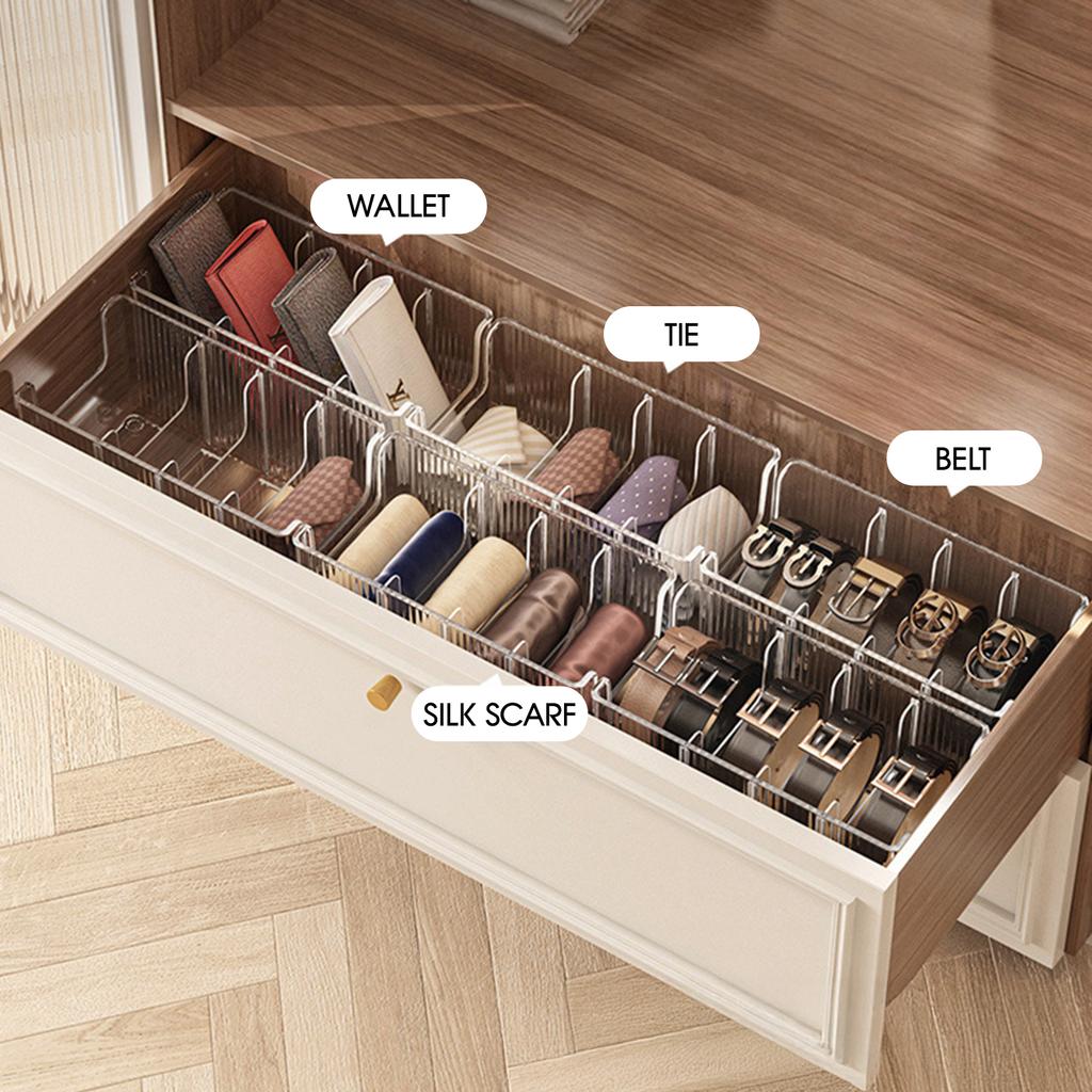 Belt Organizer Box Belt Storage Rack for Closet and Drawer Save Space Tie Jewelry and Belt Acrylic Display Case for Men Women