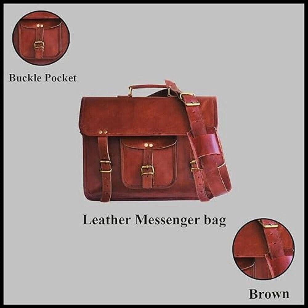 Vintage Handmade Leather Messenger Crossbody Laptop Briefcase Satchel Bag