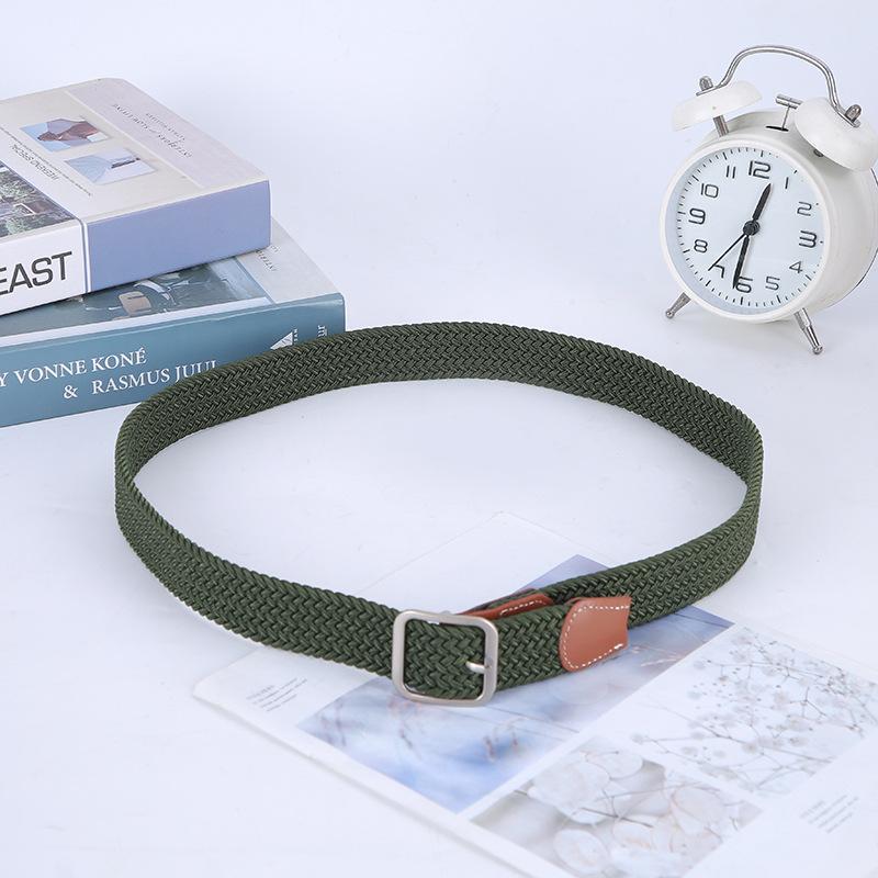 Non-Porous Non-Punching Pin Buckle Men'S And Women'S Same Woven Belt Elastic Elastic Casual Canvas Belt Student Belt