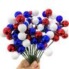 Independence Day Colorful Balls And Branches, Red White Blue Floral Poles, Reusable Plastic Foam Spheres, Vase Cake Decoration, Patriotic Party Decor