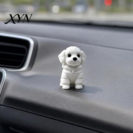 Matte Textur Hundefigur 3D-gedruckte sitzende Figur, Mini-weiße Statue für Schreibtisch Form Zimmerdekoration Dekor, Modernes Tierornament Zuhause