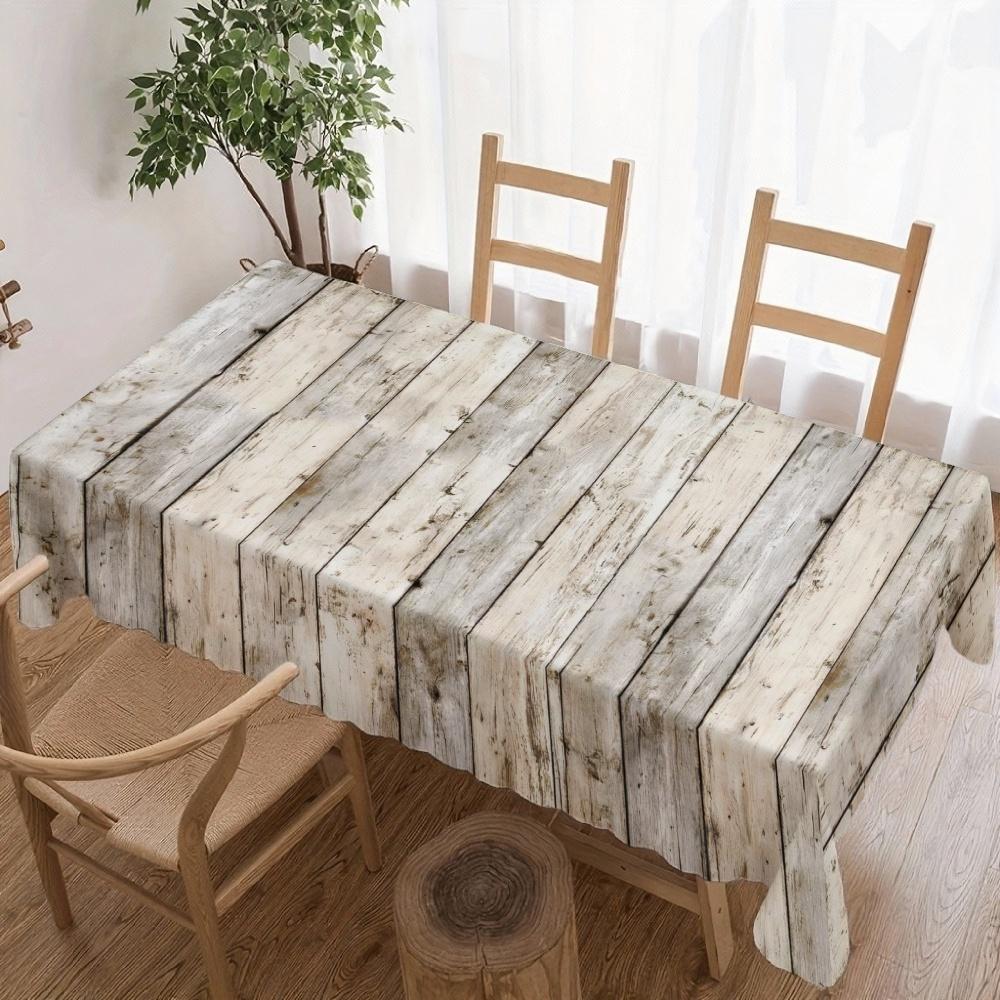 Jingyue Pet Unisex Rustic Wood Plank Pattern Rectangle Table Cloth For Table Decor Party Waterproof Reusable Tablecloth For Table Kitchen Dining