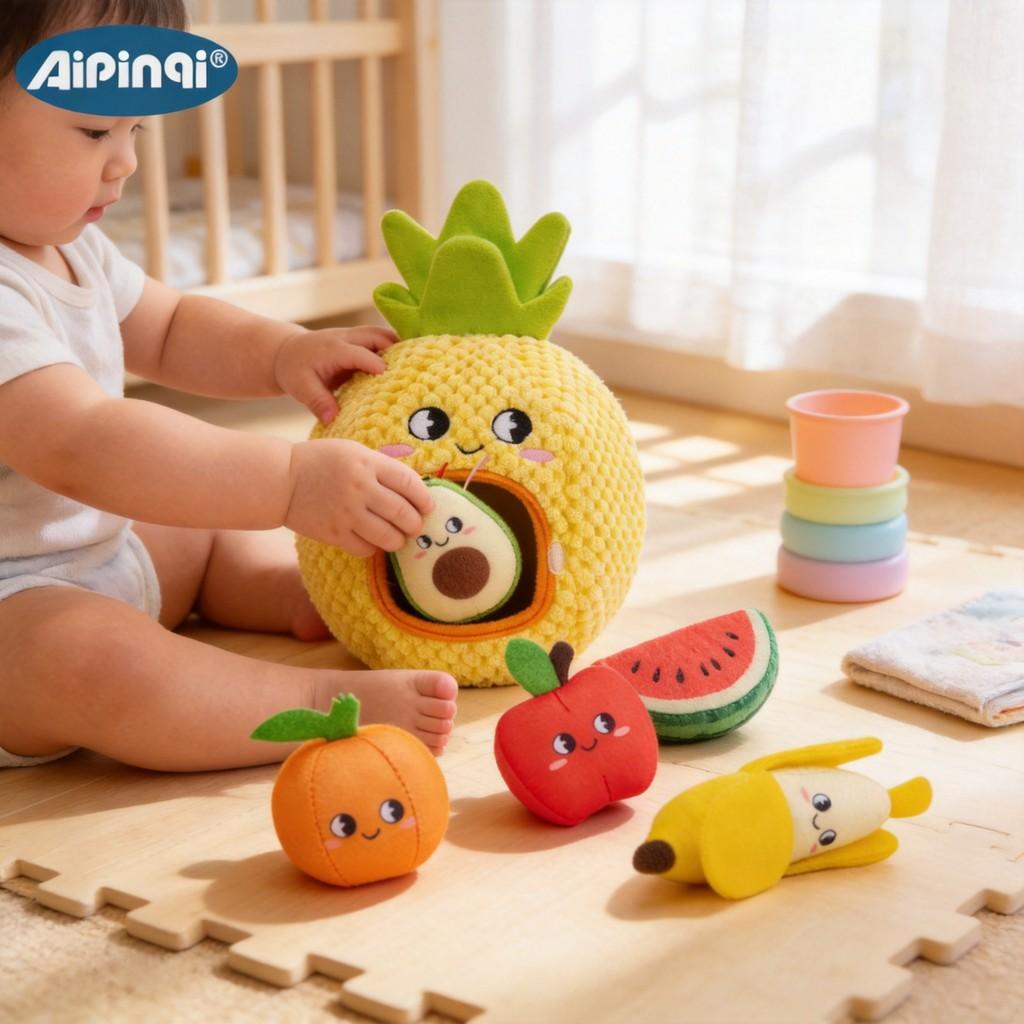 Frucht-Plüschtier-Set für die Früherziehung und sensorische Entwicklung für Babys