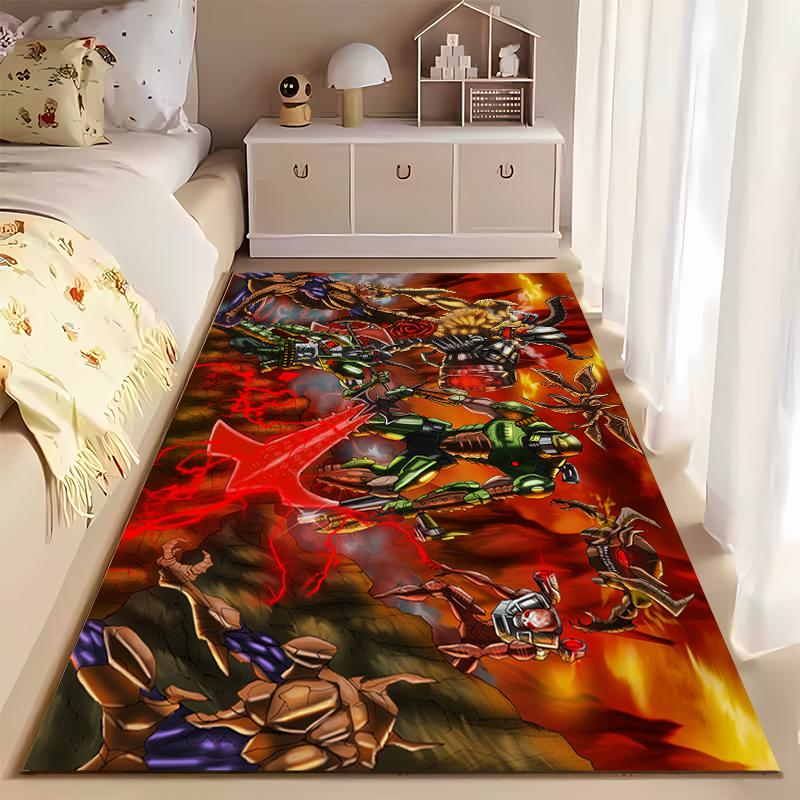 Action-Packed Robots and Monsters Battle Rug Non-slip rug suitable for living room and bedroom sofas