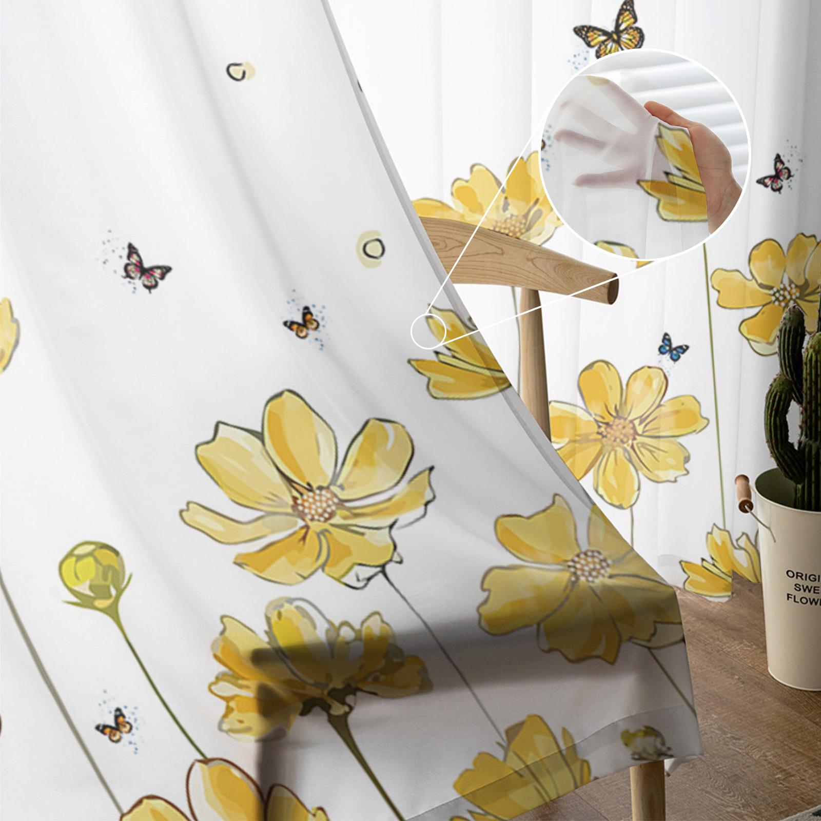 Солнце Бабочка Цветок Тюль Шторы Для Гостиной Спальня Вуаль Прозрачные Шторы Окна — фото 5