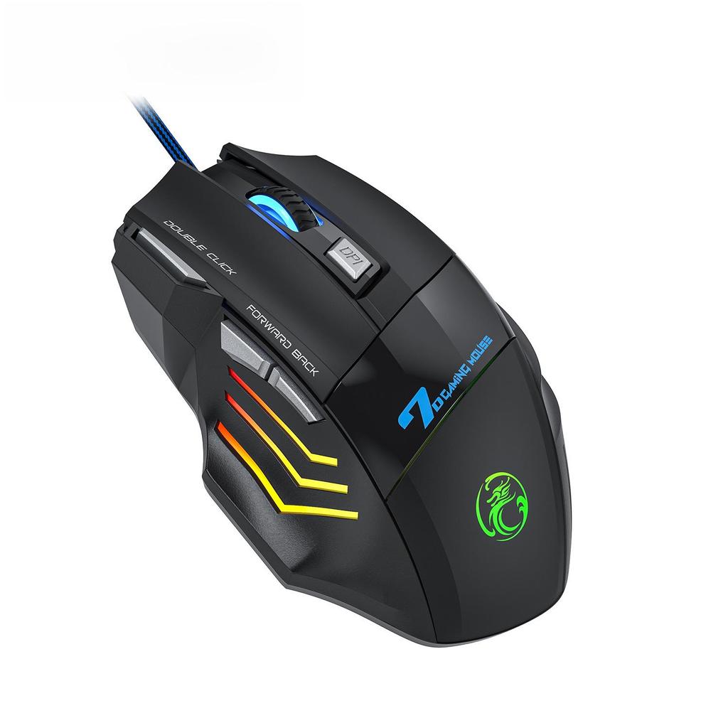 Souris Gaming Filaire IMICE X7: Design Lumineux Coloré, 7 Boutons, Bouton de Tir, Long Câble USB