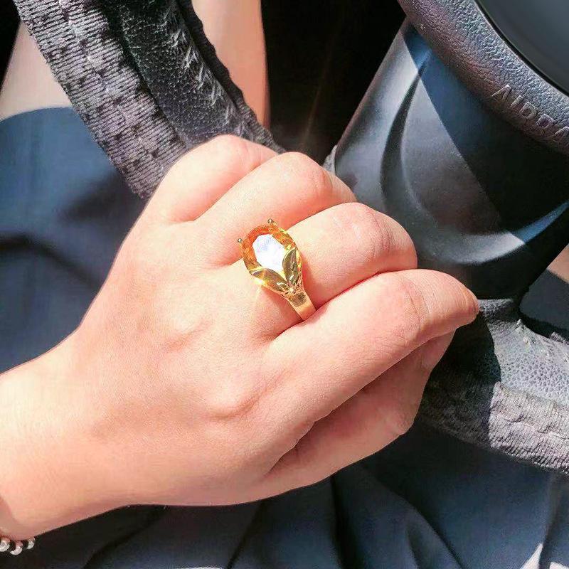Přírodní Topazové Prsteny ze 18K Zlata pro Ženy na Večírek Peridotový Drahokam Svatba Zásnubní Šperky Jemné Prsteny