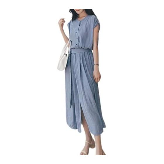 

[Four leaf] Elegant, beautiful, adult dress, summer, French sleeves, for invitations, long dress, ladies, large size, short sleeves, fashionable,