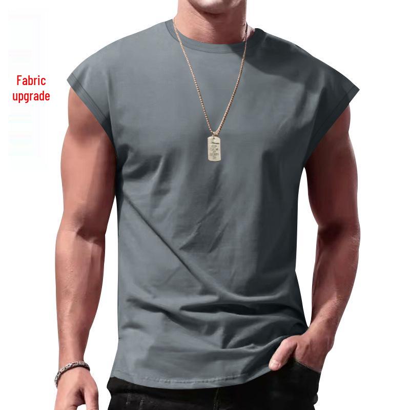 Cross-border 2025 Men's Summer Sleeveless T-shirt - Youth Loose Fit Solid Color Thin Tank Vest