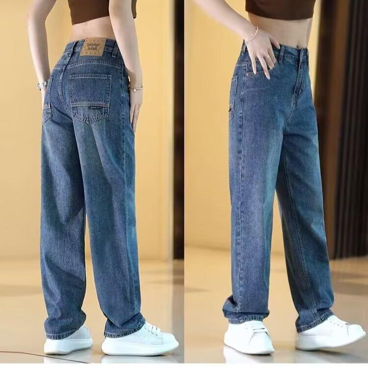 American street old casual loose jeans men's and women's trendy brand loose straight new couple trousers