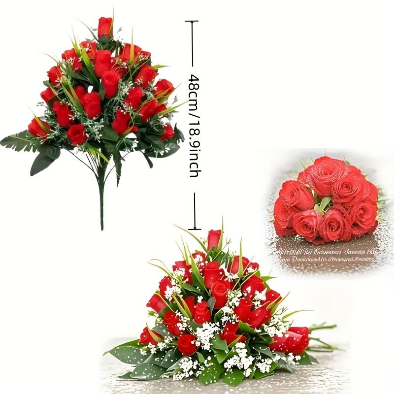 

24 Artificial Cemetery Commemorative Roses Plastic Outdoor Cemetery Mourning Gifts Holiday Decoration Suitable Thanksgiving