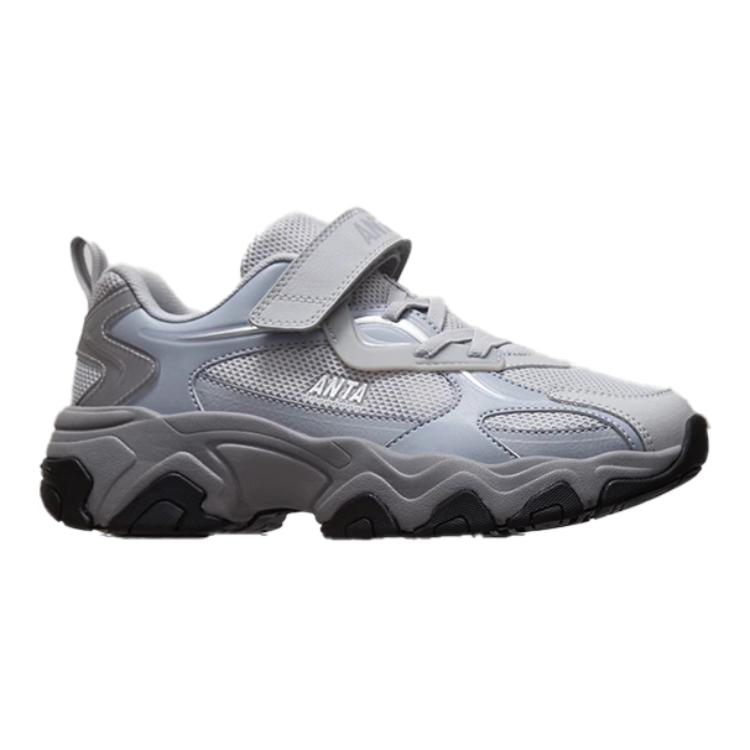 Anta Kids Retro Sports Non-Slip Durable Low-Top Casual Shoes Kids Sneaker Mud-Lime Fog-Gray A12438845-1