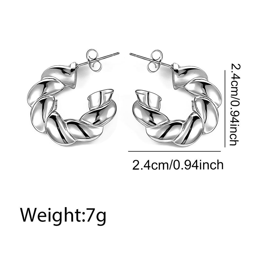 Stainless Steel Earrings for Women Men Fashion Silver Color Geometric Metal Twists Earrings New Chinese Style Jewelry Gifts