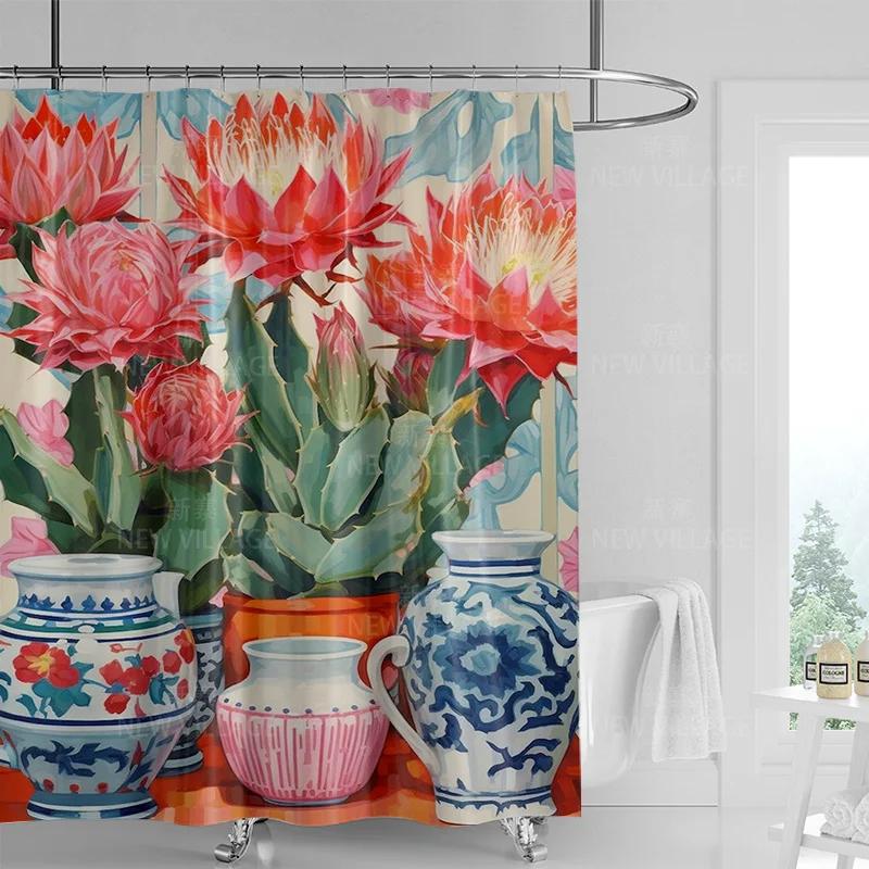 

Тропическая шторка для душа, водонепроницаемая шторка для ванной, украшение дома 180x200см шторка для ванной W90xH180cm