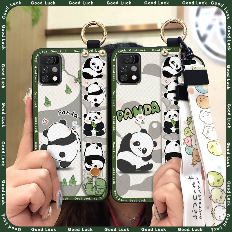 Panda Cartoon Phone Case For UMIDIGI A11 Pro Max Soft Case Wristband Ring Dirt-resistant Silicone Shockproof Wrist Strap