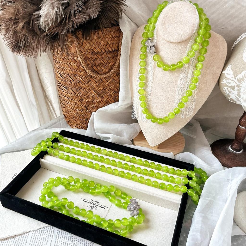 Autumn And Winter Long Quartz Rock Jade Sweater Chain Fashionable Versatile Temperament Atmosphere Necklace Women Wear A Variety Of Ways