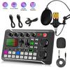 F998 Podcast Live Equipment Bundle, Professionelle Live-Soundkarte mit Mikrofon-Set Mixer Aufnahmestudio-Paket Musik Singen