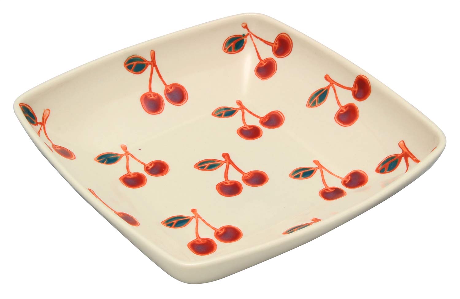 

Hasami ware Kikusho kiln fruit square bowl, approx. 17cm, cherry