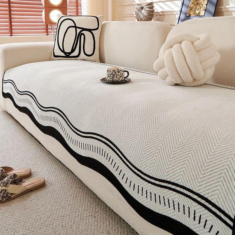 

Premium Sense Irregular Sofa Cushion Universal In All Seasons New Special-Shaped Straight Row Leather Seat Cushion Fixed Non-Slip Cover 70*70cm