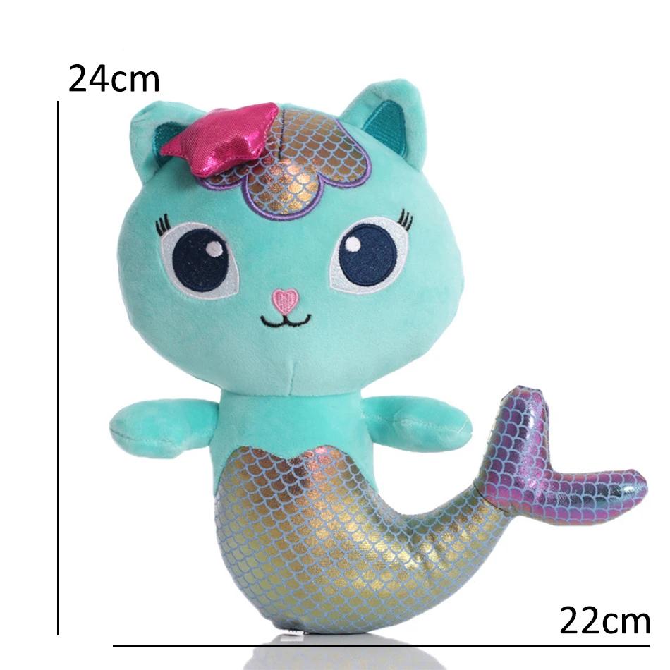 25cm 2 or 8Pcs Gabby doll house plush toy cartoon stuffed animal mermaid cat mermaid plush doll children's Christmas gift