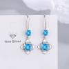 Silver 925 Jewelry Earrings Sapphire Siver Korean Ear Jewelry White/Blue/Pink Party Dating Gift Earrings
