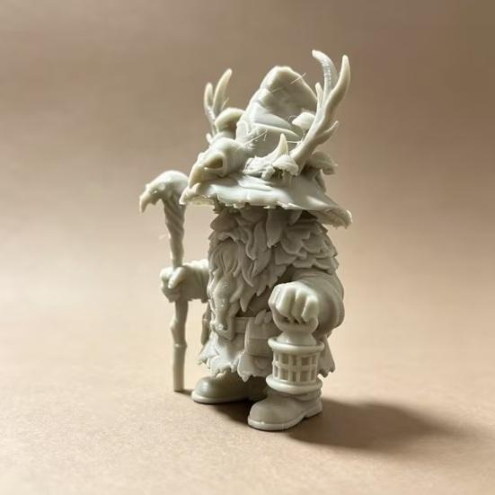 Huaqianguhh Dwarf Wizard Figurine, 3D Printed Fantasy Mage Statue, Forest Sorcerer Decor for Desk Shelf, Easter Gift Collectors Board Game Fans