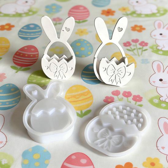 Forma na velikonočního zajíčka Flexibilní silikonová forma Čokoláda Fondán Cukrové polevy Ledové kostky Snadno se čistí Vhodné do myčky nádobí 3D forma na velikonoční dekoraci