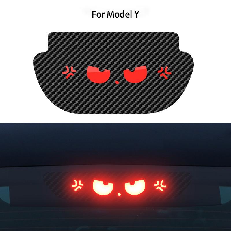 For Tesla Model Y 3 High Mount Mounted Brake Lamp Carbon Car Brake Projection Board PVC Soft Decal Top Tail Light Emblem Sticker