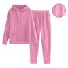 Women's Hooded Long Sleeve Loose Fit Solid Color Two Piece Set Long Pants Casual