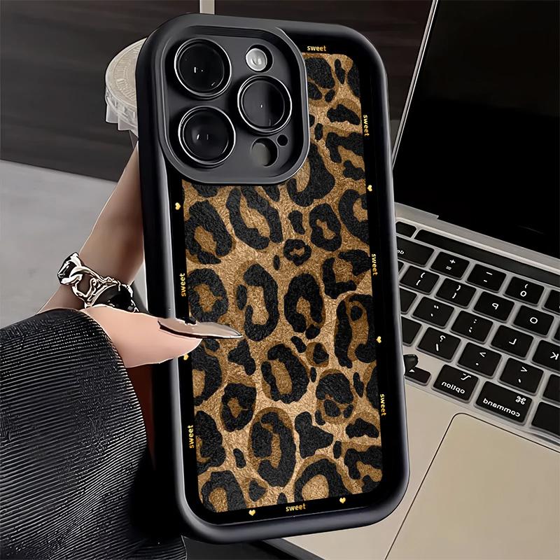 Phone Case for iPhone 17 Air 16E 15 16 Pro Max Fashion Sweet Leopard Print Cover 14 Plus 13 12 Mini Soft Shell Silicone Fundas
