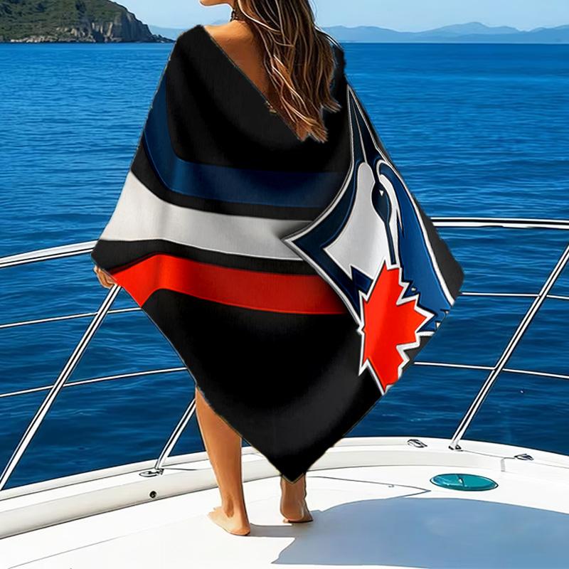 1pc Toronto Blue Jays Beach Towel, Beach and Seaside Swimming Pool Equipment, Fashion Pattern, Rectangular, Travel Essentials
