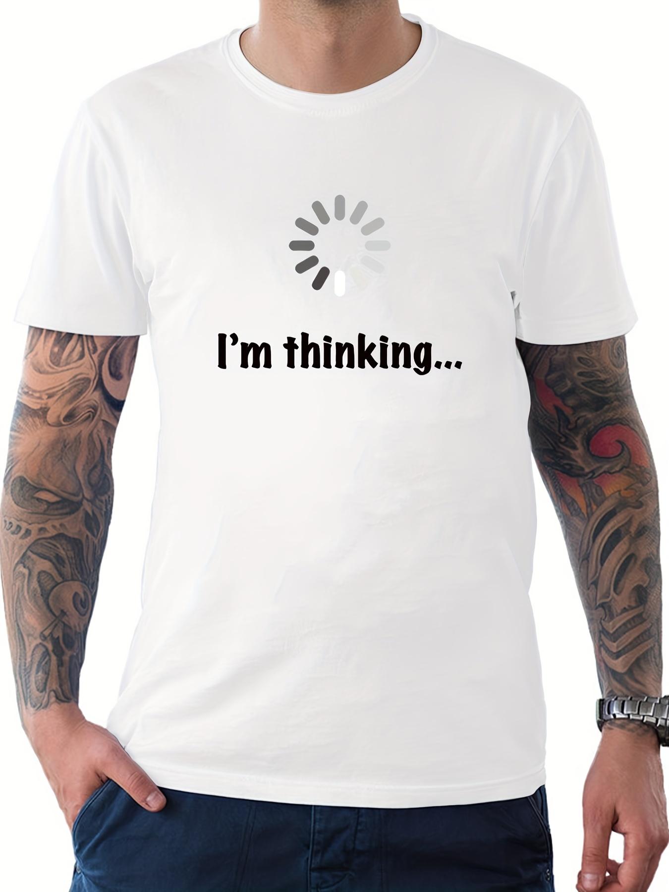 

Футболка Я думаю , мужская повседневная однотонная слегка тянущаяся футболка с круглым вырезом для весны-лета M белый