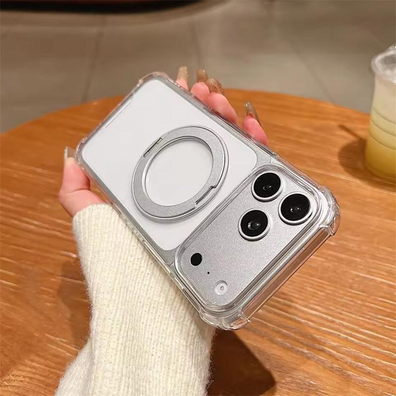 

Transparent For Magsafe Magnetic Ring Holder Case For iPhone 17 Air 16 15 14 13 12 Plus Pro Max Corner Airbag Shockproof Cover iPhone 12