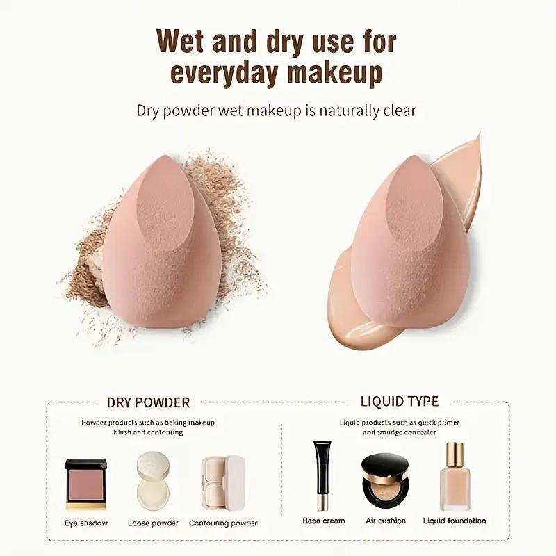 6-Pack Makeup Sponges for Flawless Foundation - Blending Beauty Sponge for Liquid & Cream Makeup - Perfect for Holiday Parties &