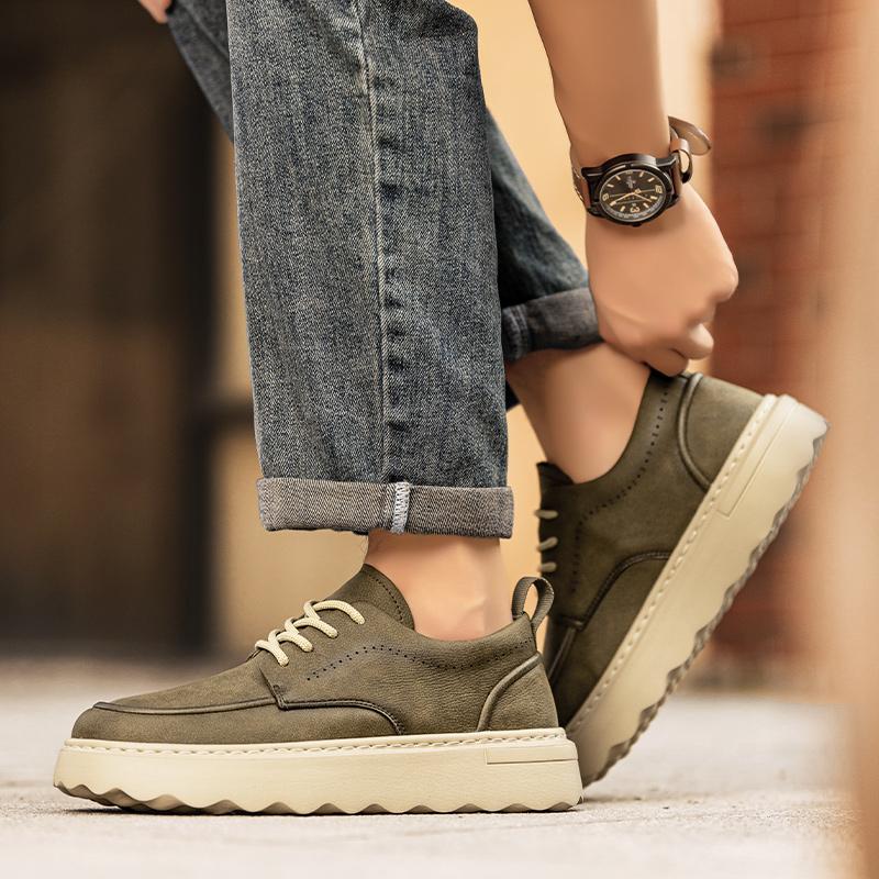 Platform Casual Shoes Loafers British Leather Sneakers Flats Shoes Classic Men Leather Shoes Spring Summer New Trendy All-match