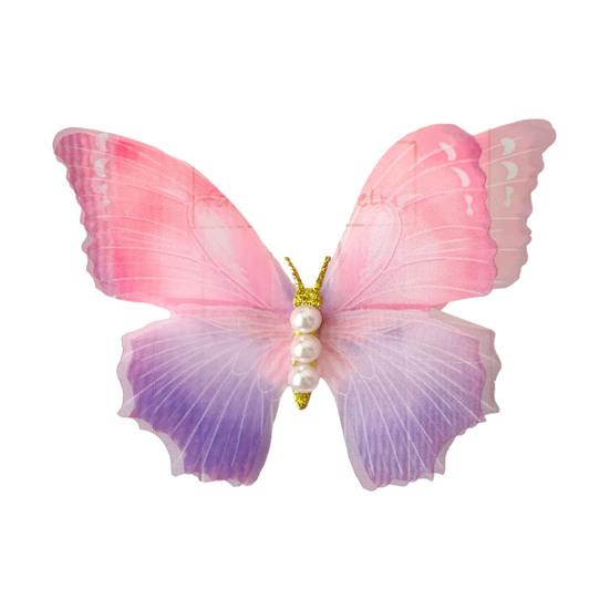 1 Pair Women Hairpin Gauze Butterflies Decor Hair Clips Retro Style Non-slip Durable Hairpin Hair Accessories
